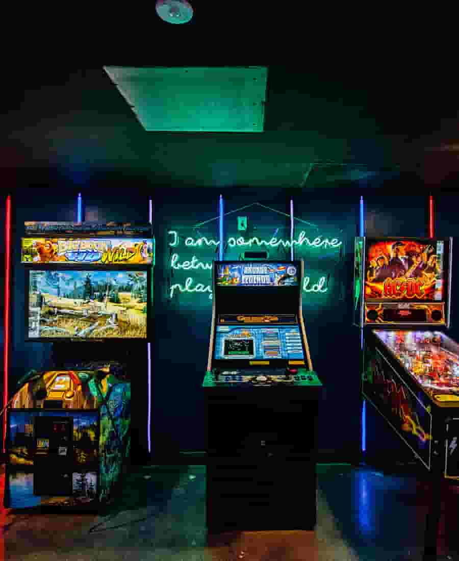Arcade Game Room with classic arcade games