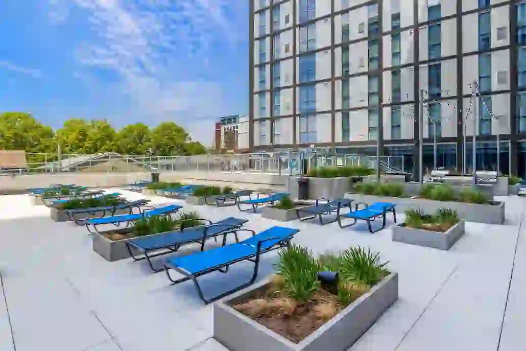 Lounge seating with planters in the Courtyard