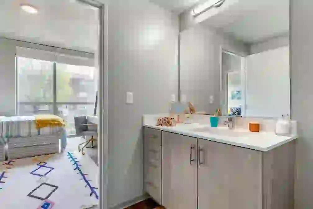 Exposed concrete ceiling