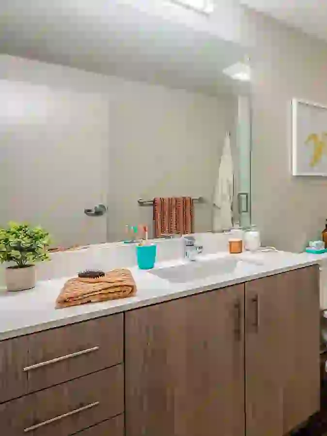 Premium student apartment bathroom in Iowa City, IA