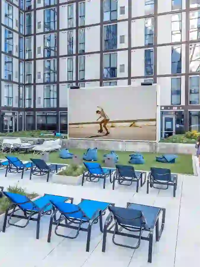 Student apartments with Jumbotron on Courtyard Deck